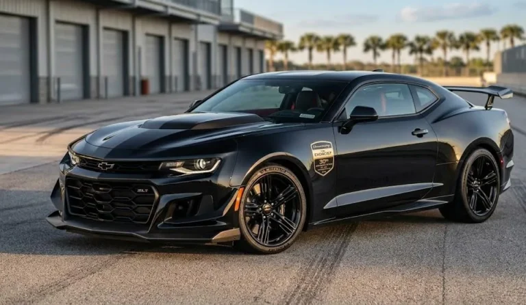 Hennessey Exorcist Camaro ZL1 30th Anniversary Edition showing the anniversary logos on the front flanks behind each front wheel of one of the 30 individually numbered cars produced in 2021 to celebrate Hennessey Performance Engineering's 30 years of making fast cars faster since 1991 completing the planned 100-car total production run of the Exorcist and priced at 135000 dollars as a complete vehicle including the donor Camaro ZL1