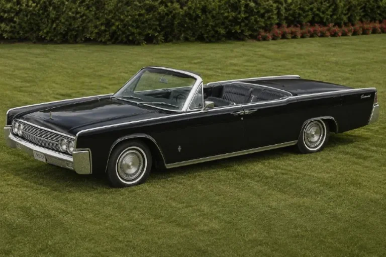 1964 Lincoln Continental four door convertible with power operated soft top completely lowered under the metal decklid showing the clean body profile of the rarest body style in the 1964 model year with only 3328 convertibles produced against 32969 four door hardtop sedans a production ratio of approximately 1 to 10 that creates a significant collector premium of 40 to 70 percent above equivalent condition hardtop values as of 2026 with documented sales reaching 51500 dollars at Bring a Trailer
