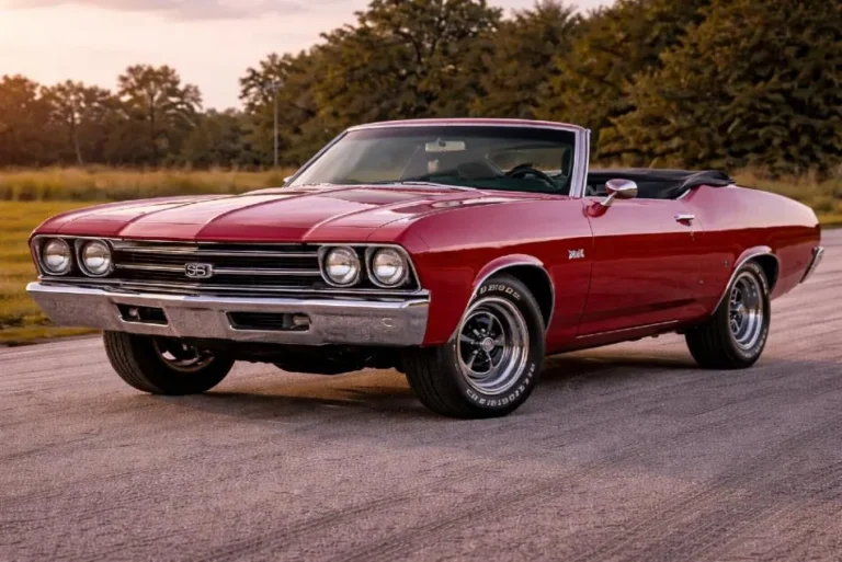 69 Chevrolet Chevelle SS convertible with top down showing the open air configuration of the rarest standard body style in the 1969 Chevelle lineup with fewer than 9000 convertibles produced across all trim levels making any SS equipped convertible a genuinely scarce collector car commanding a significant premium above equivalent hardtop configurations particularly in L78 375 horsepower specification with four speed manual transmission