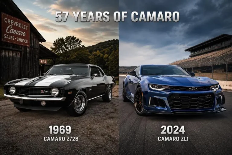 Chevrolet Camaro through its six generations from the 1967 first generation introduction on September 29 1966 through the final 2024 Camaro ZL1 with 650 horsepower representing fifty-seven years of American performance car production across two separate production runs the F-body platform generations from 1967 to 2002 and the Zeta and Alpha platform generations from 2010 to 2024