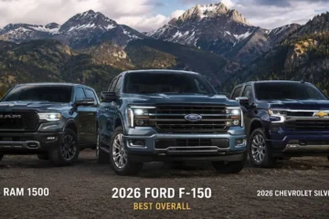 2026 Ford F-150 full-size American pickup truck representing the best American pickup trucks of 2026 including the F-150 ranked first with a 9.6 out of 10 from US News and Consumer Reports Top Pick designation the Ram 1500 ranked second as the most comfortable full-size truck the Chevrolet Silverado 1500 third with fantastic technology and the Ford Maverick Hybrid as the most fuel efficient American truck at 42 miles per gallon city starting under 25000 dollars