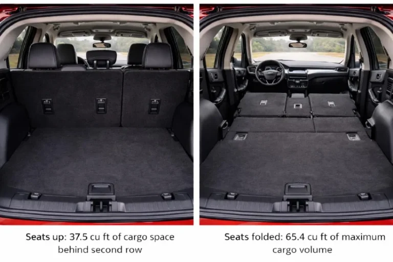 2021 Ford Escape cargo area showing 37.5 cubic feet of cargo space with rear seats in upright position and the available sliding rear seat that adjusts between maximum passenger legroom and maximum cargo volume in the competitive compact SUV class