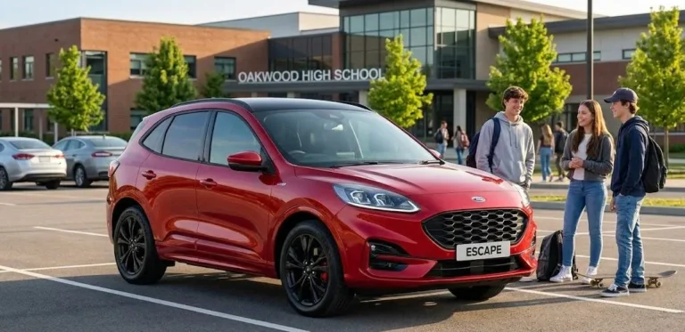 2026 Ford Escape ST-Line in magnetic gray, IIHS Top Safety Pick Plus award winner, recommended safest first car for teen drivers 2026