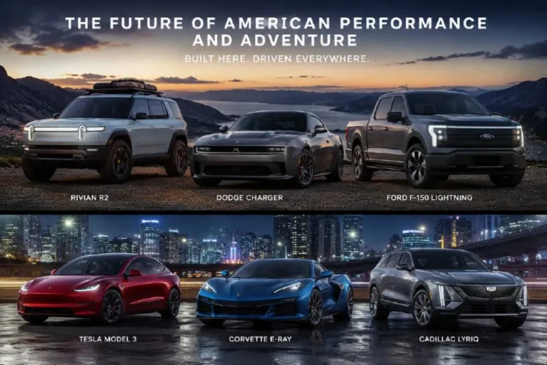 The Future cars from 2026 to 2029 representing the complete upcoming vehicle landscape including the Rivian R2 midsize electric SUV starting at approximately 45000 dollars in spring 2026 the 2026 Dodge Charger with turbocharged inline six producing 420 to 550 horsepower the Slate electric pickup starting in the mid 20000s the Ford 30000 dollar electric midsize pickup planned for 2027 the Tesla Cybercab two seat robotaxi and the 2026 Chevrolet Bolt EV returning at 28595 dollars