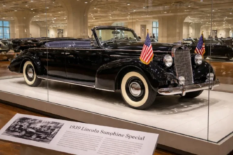 fdr lincoln sunshine special 1939 presidential car henry ford museum President Franklin D. Roosevelt's 1939 Lincoln Sunshine Special V12 convertible the first presidential state car built to Secret Service specifications currently on display at the Henry Ford Museum in Dearborn Michigan named by Roosevelt because the convertible top was frequently lowered during his time in office