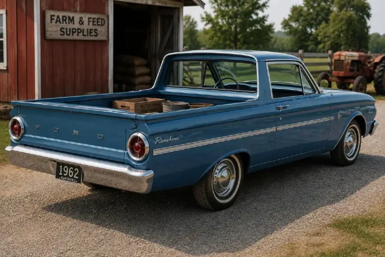 First-generation Ford Falcon Ranchero 1960 to 1963 showing the car-based pickup truck body style that combined the Falcon's front end cab and passenger compartment with a pickup truck bed on the same unibody platform providing car-like driving dynamics with light truck utility competing against the Chevrolet El Camino and representing the original modern American car-based pickup concept with excellent condition examples worth approximately 20000 to 45000 dollars in collector market
