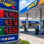 American gas station price sign showing regular gasoline above 4 dollars per gallon with a driver at the pump reflecting the September 2026 national average of 4.48 dollars per gallon according to the U.S. Energy Information Administration and AAA the highest national average ever recorded for this time of year with the Strait of Hormuz volatility and the Iran conflict cited by AAA as the ongoing drivers of prices that have remained above 4 dollars since late March 2026